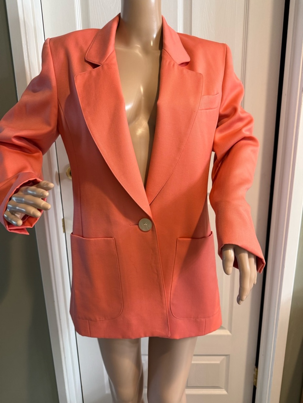 Harve Benard Blazer Womens M Coral Button Front Lined Jacket Classic Career